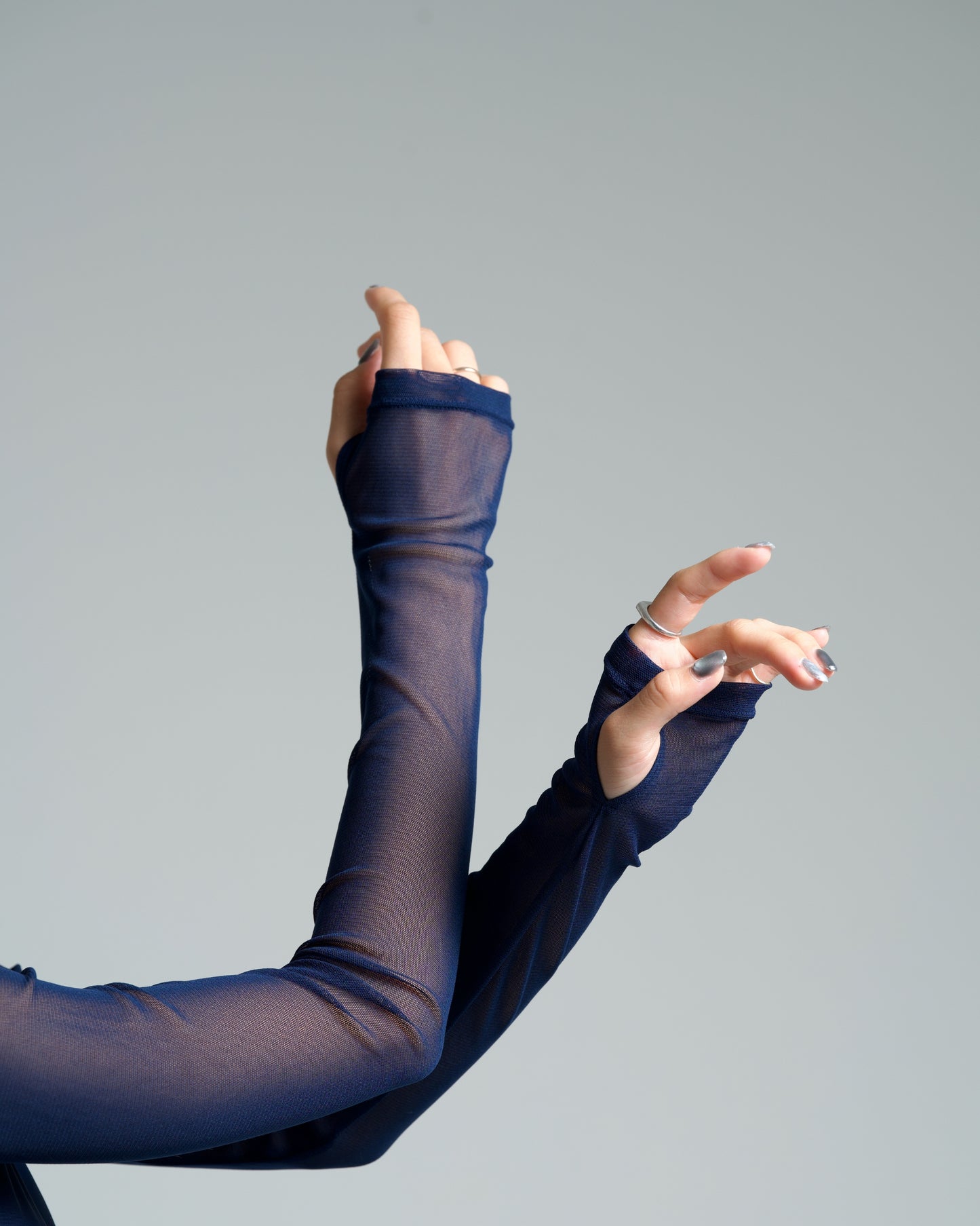 Finger hole leotard -NAVY-