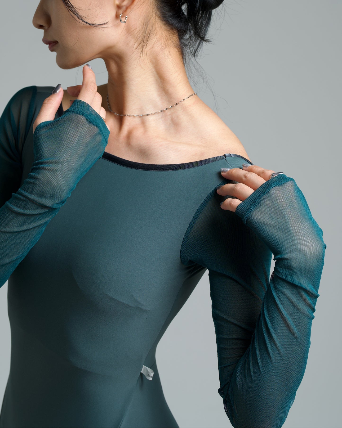 Finger hole leotard -EMERALD-