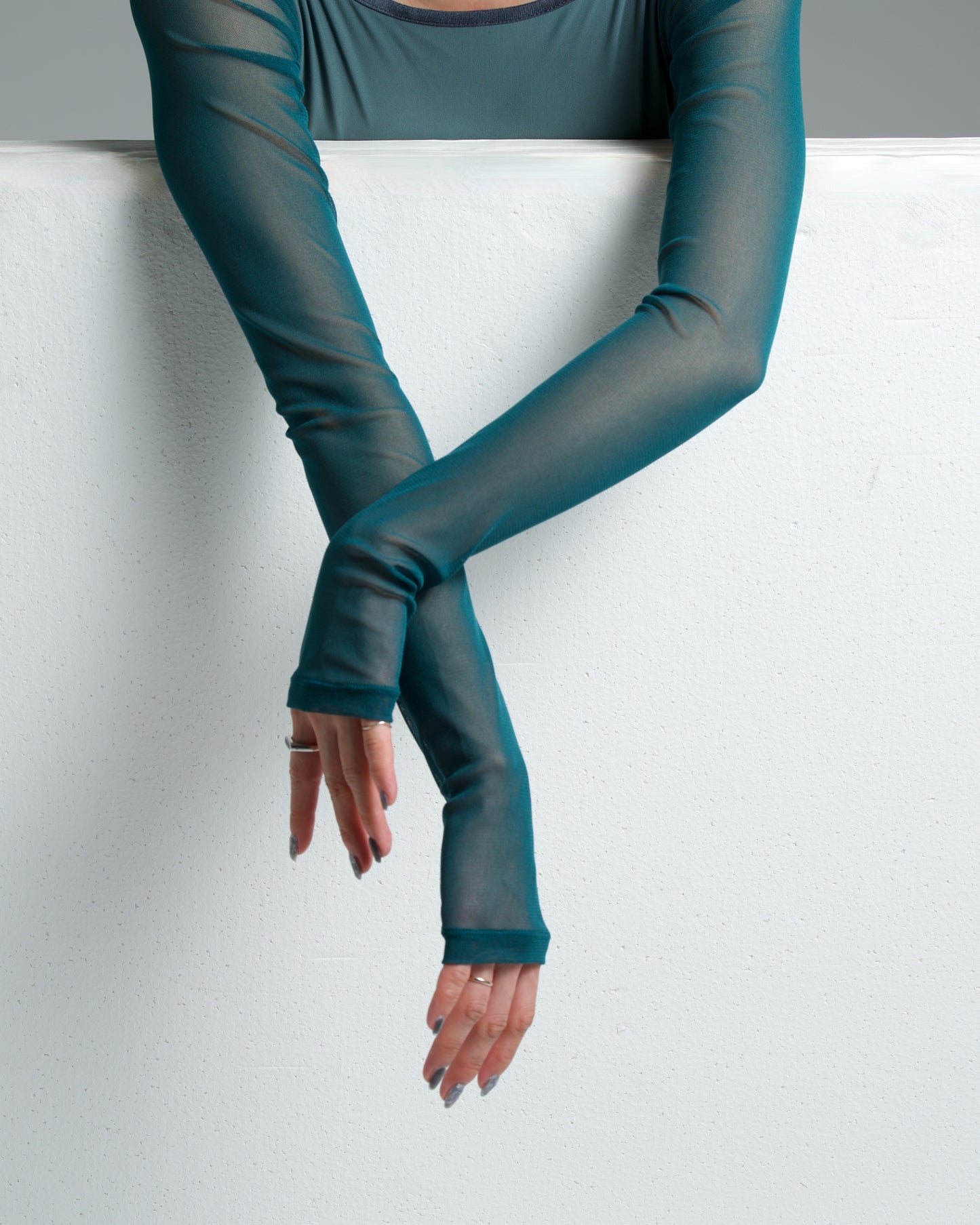 Finger hole leotard -EMERALD-
