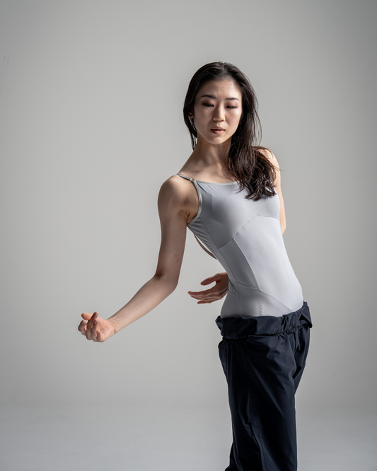 Asanoha Strapped leotard -LIGHT GRAY-