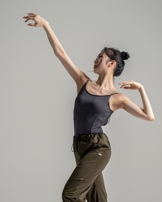 Asanoha Strapped leotard -CHARCOAL-