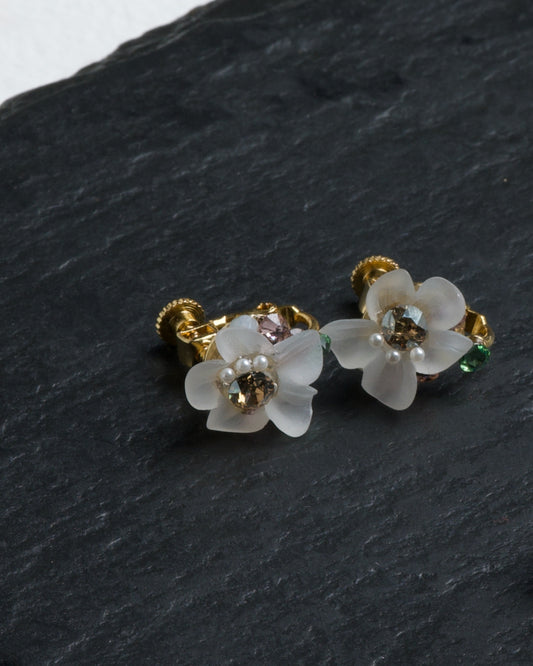 [受注生産商品] 花 ピアス/イヤリング -GOLD-
